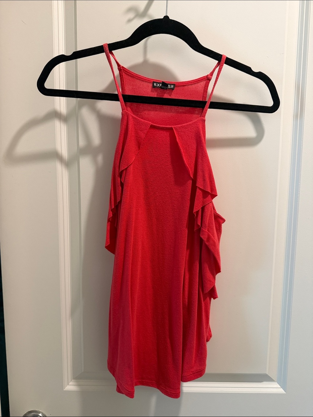 Express Red Ruffle Halter Cami